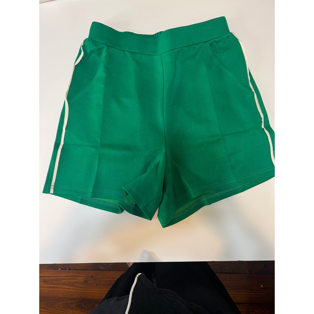 Jodifl Kelly Green Side Stripe High Waisted Shorts Sporty Retro Size L NWT